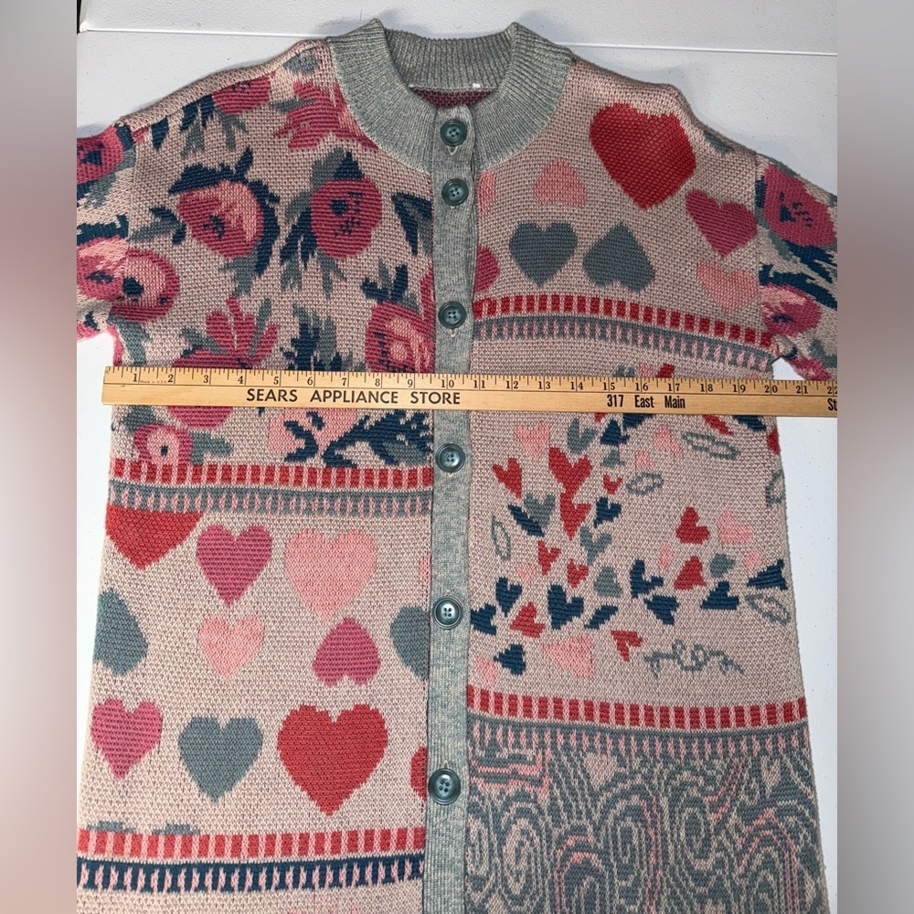 Coldwater Creek women's cardigan heart floral sweater size L - Picture 8 of 9